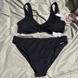 Old Navy Black Textured Bikini Set